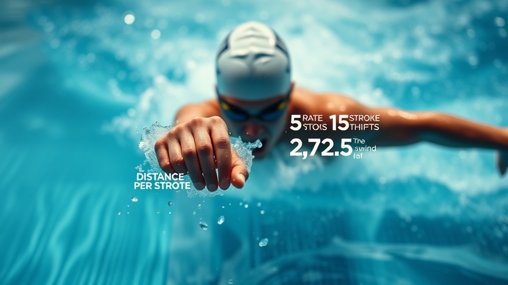 수영 선수가 스트로크를 하며 물을 잡는 동작과 거리의 상관관계를 보여주는 분석도